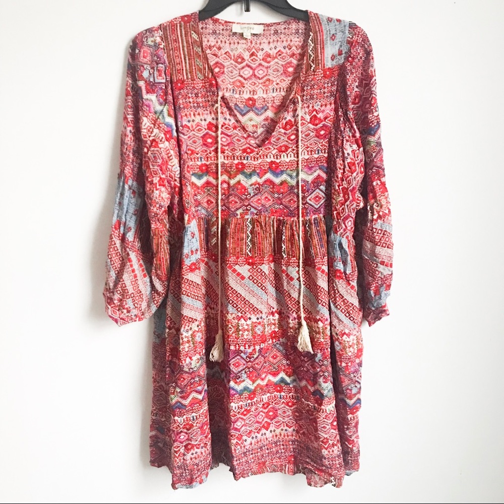 Umgee Boho Mixed Pattern Top